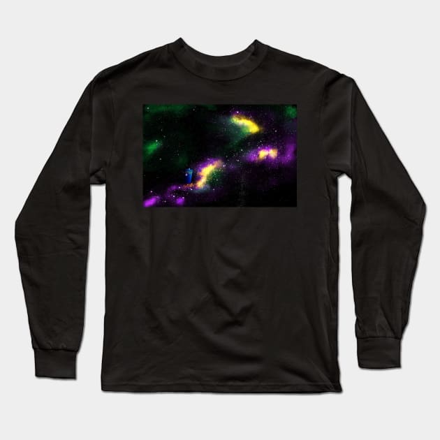 Purple & Green Nebula TARDIS Long Sleeve T-Shirt by katyschifferer